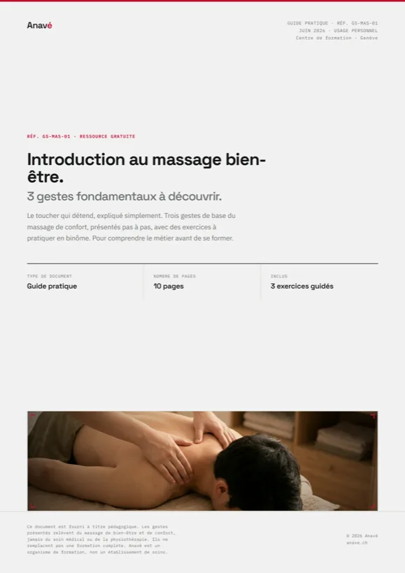Couverture du guide Introduction au massage bien-être : 3 gestes fondamentaux